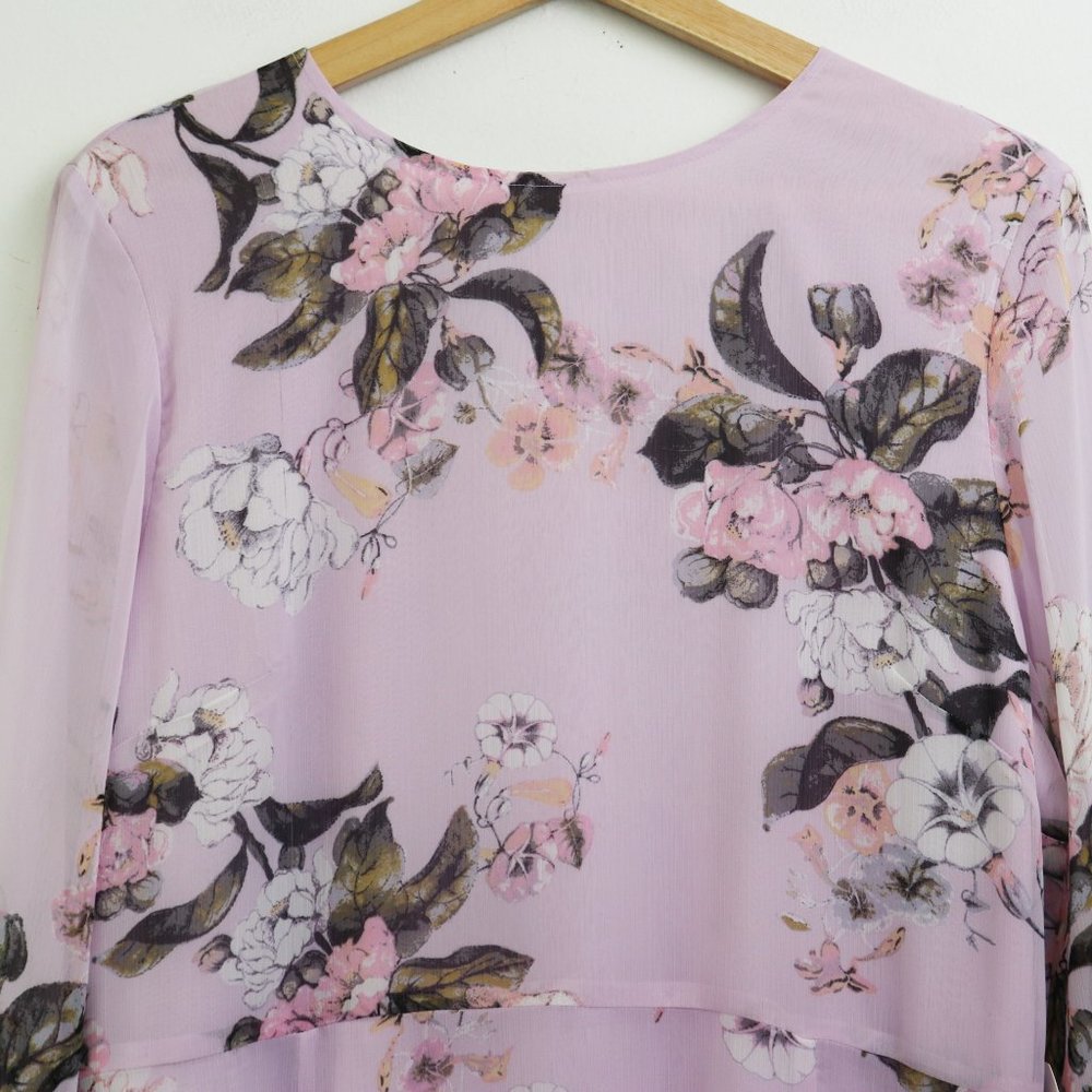 NWT Leith Long Sheer Sleeve Floral Dress Purple XL - Picture 5 of 8